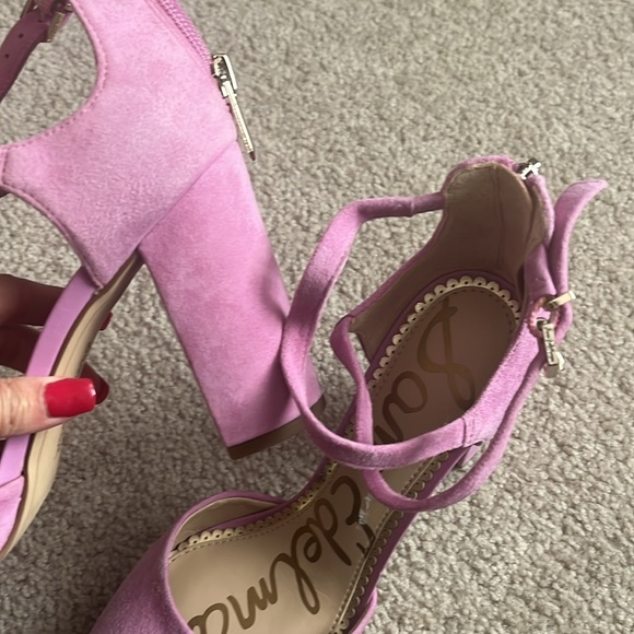 Sam Edelman Simmons- Fiji Pink Suede Block Heels size 7 - Picture 8 of 9